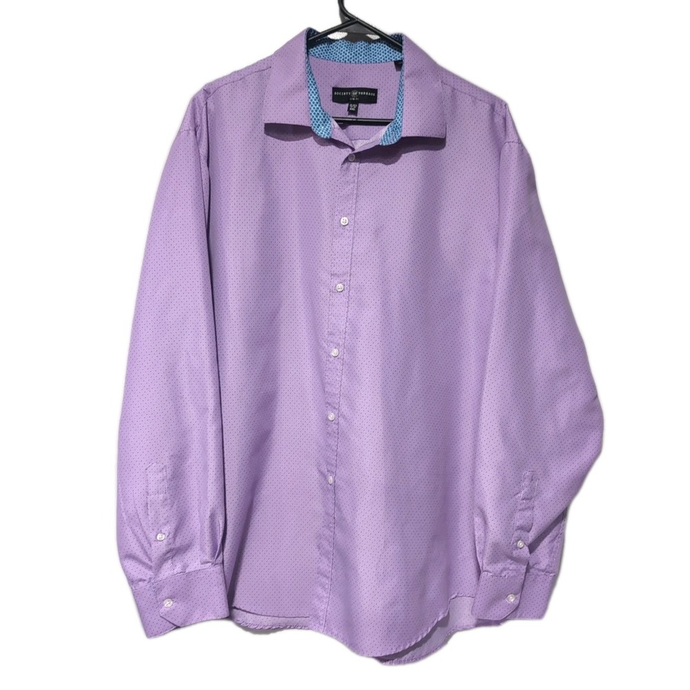 Society Of Threads Slim Fit Lilac XXL Men's Button Down Long Sleeve Shirt